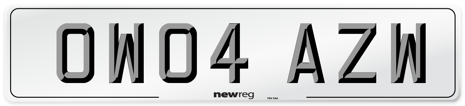 OW04 AZW Number Plate from New Reg